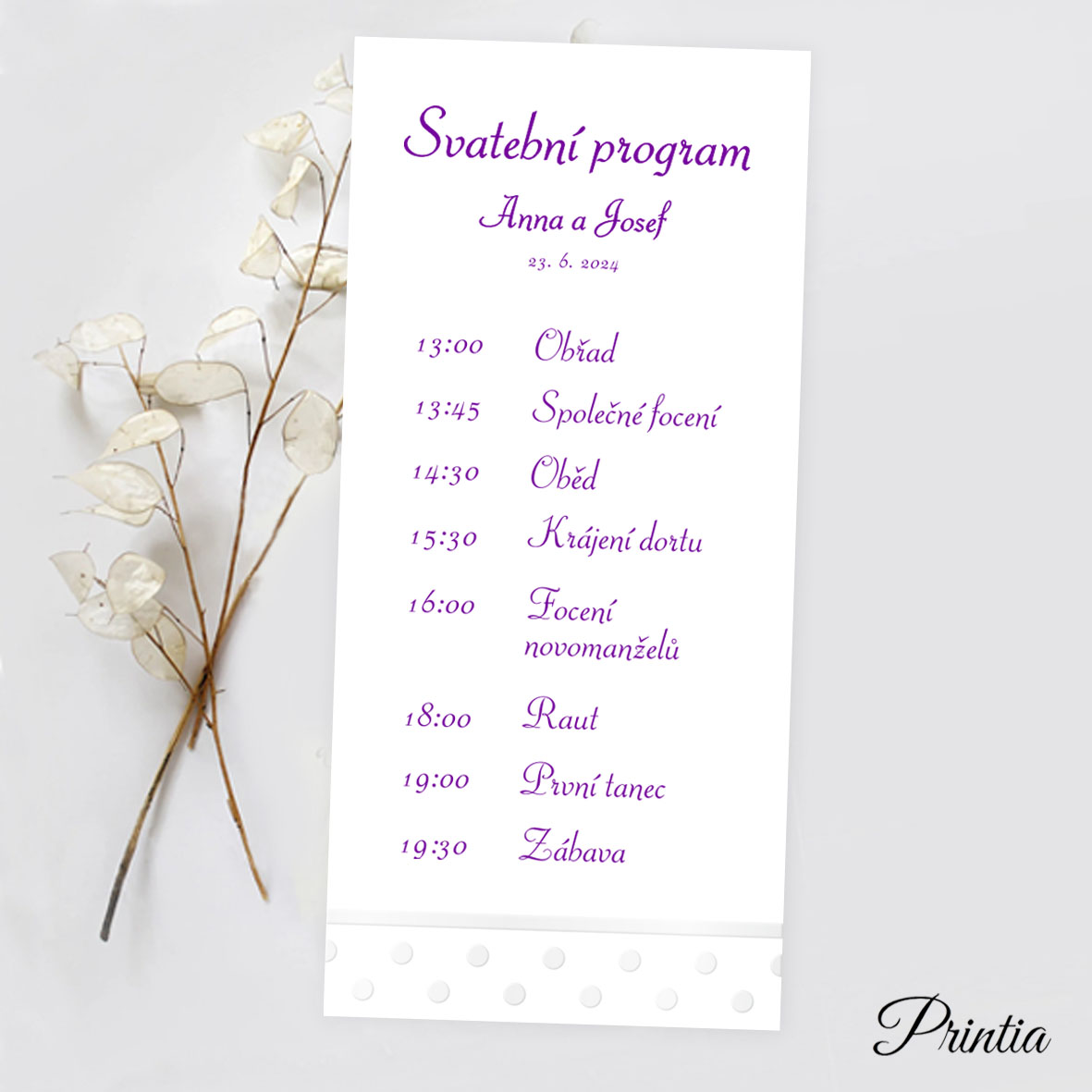 Wedding timeline with polka dots