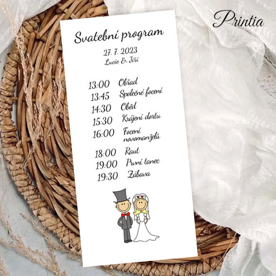 Wedding timeline with figures of groom and bride