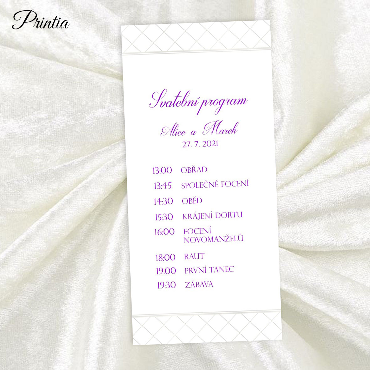 Wedding timeline with simple ornament
