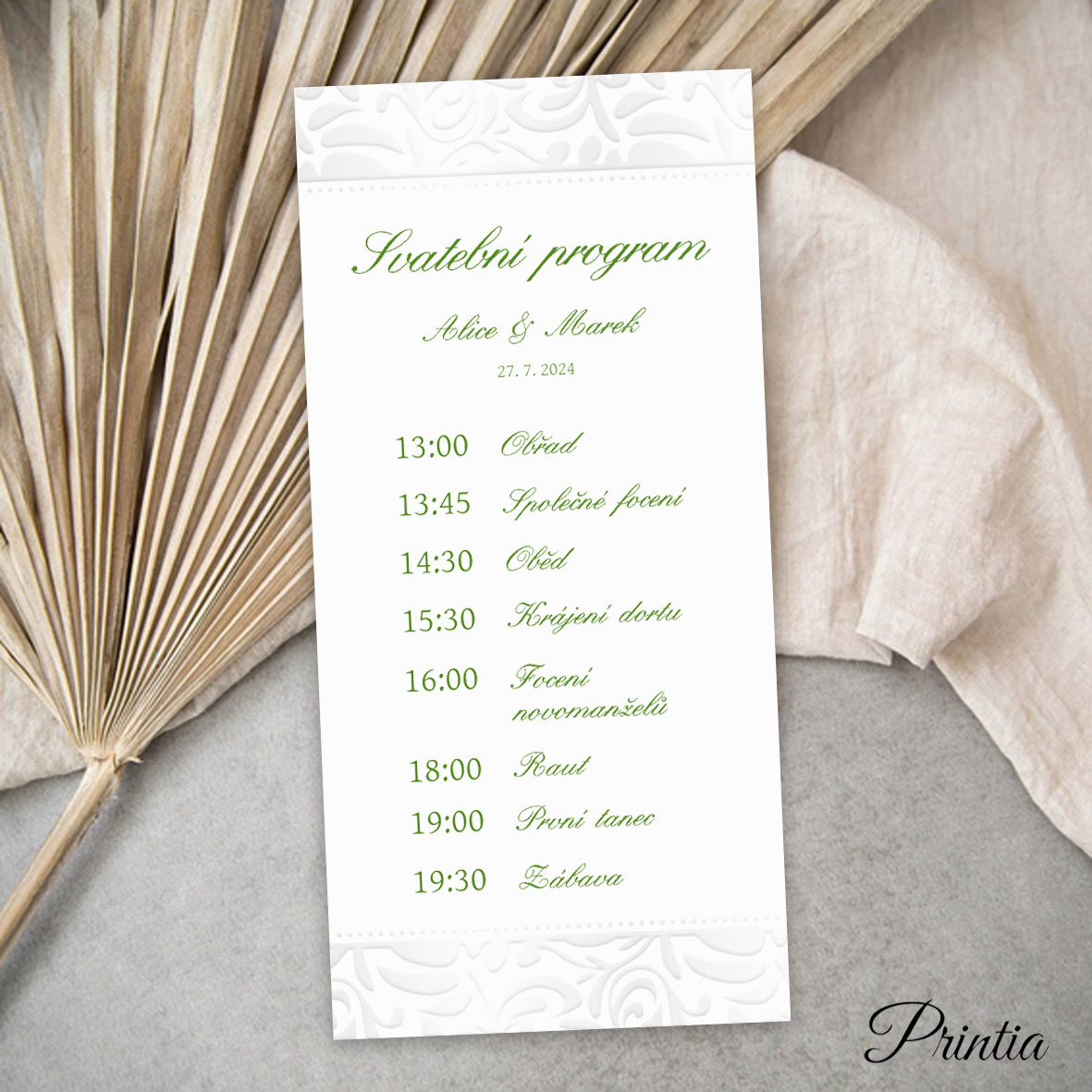 Wedding program pearly ornament