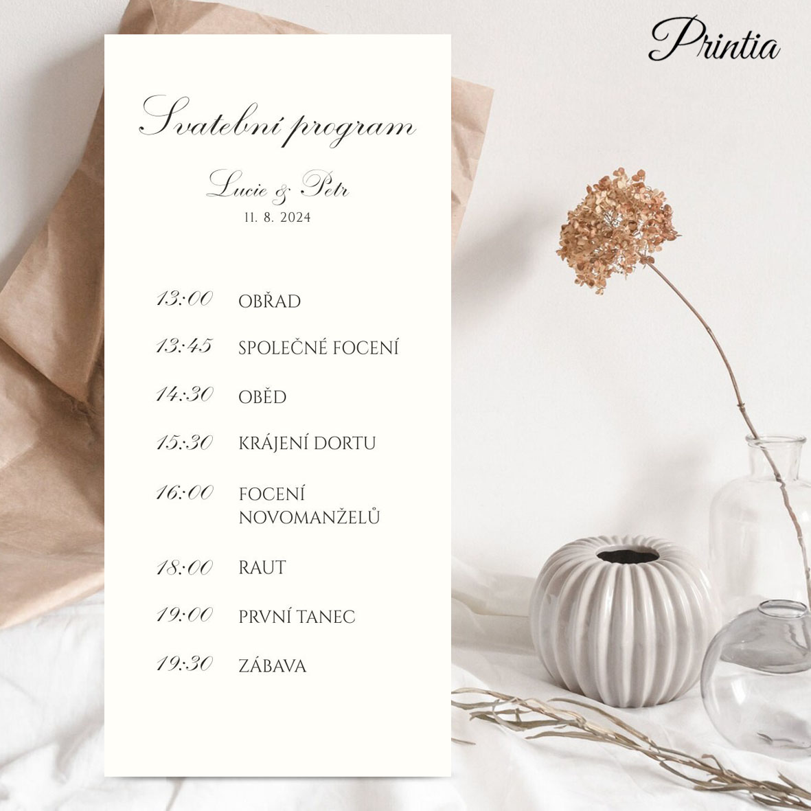 Simple wedding timeline