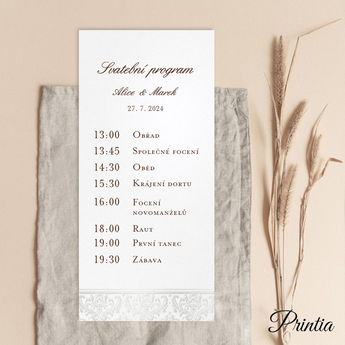 Wedding timeline pearly pattern