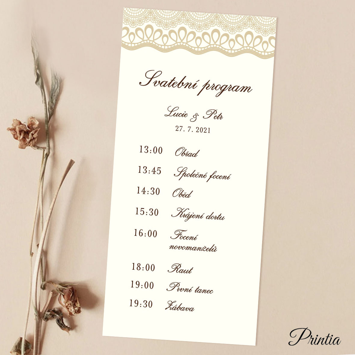 Wedding timeline with lace motif