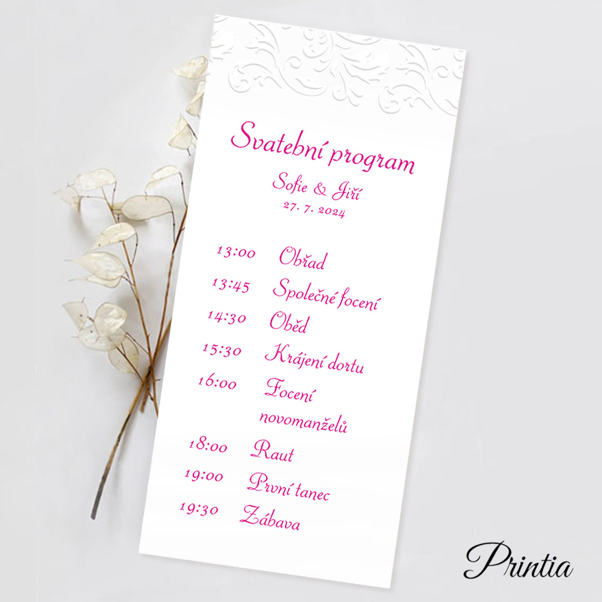 Wedding timeline with ornament