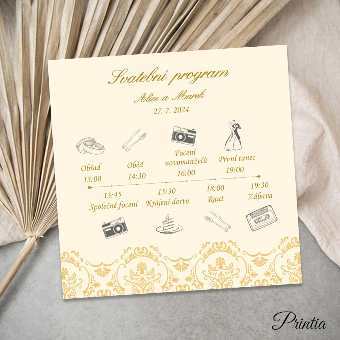 Square wedding timeline with pictures