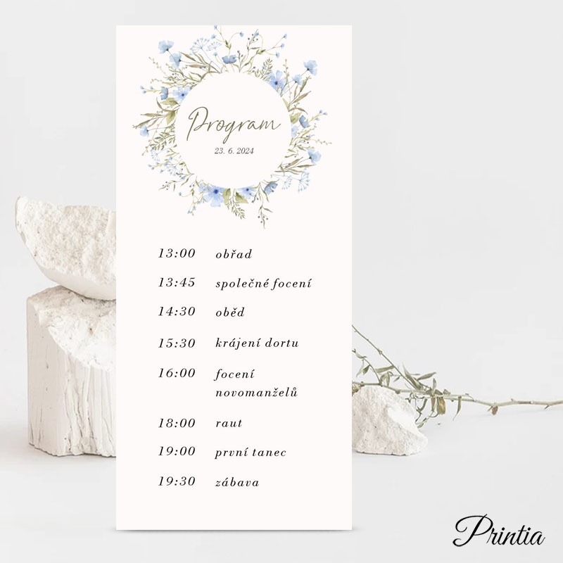 Wedding timeline with meadow flowers