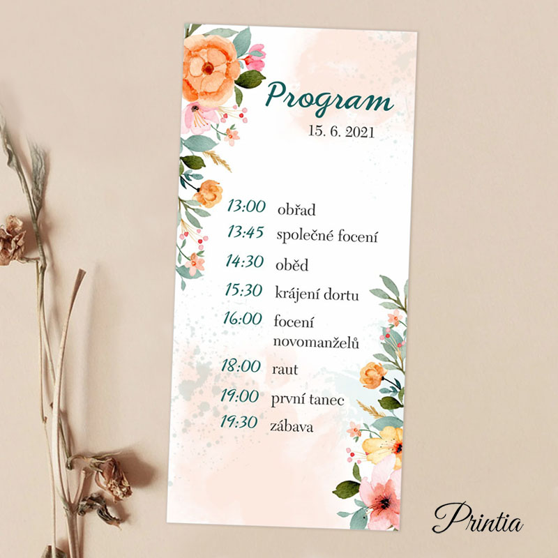 Wedding timeline with flowers