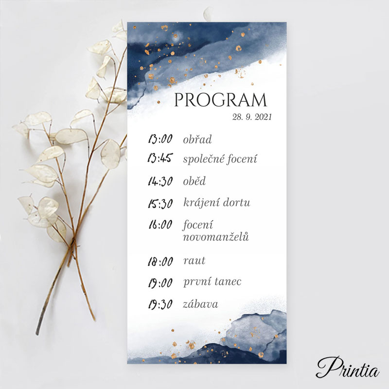 Akvarelový svatební program