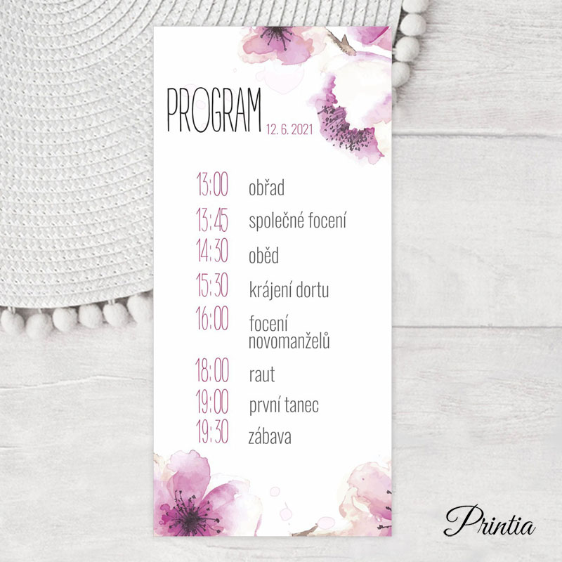 Wedding timeline with flowers