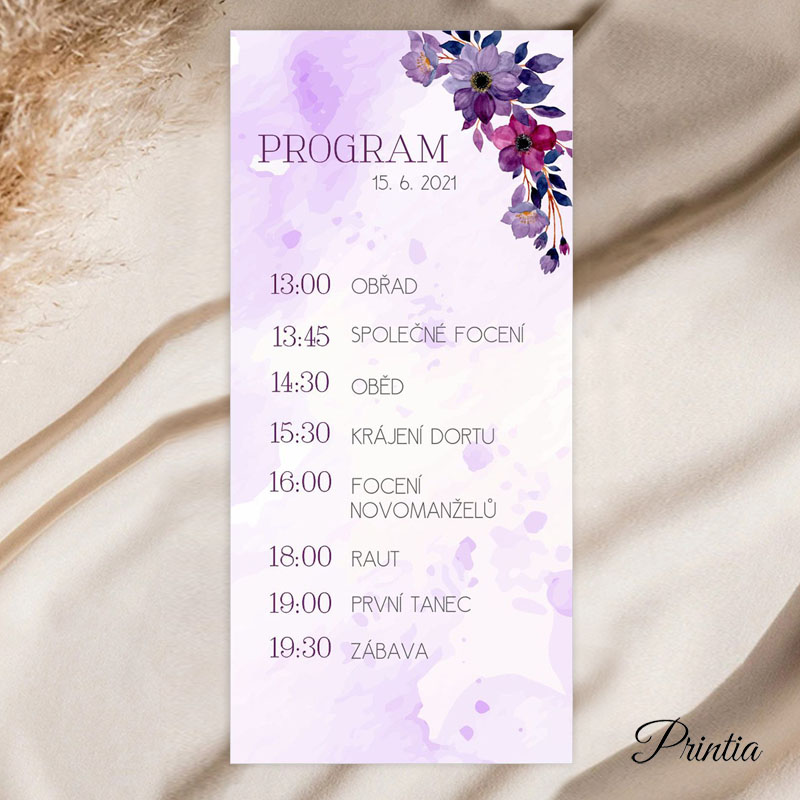 Fialový svatební program