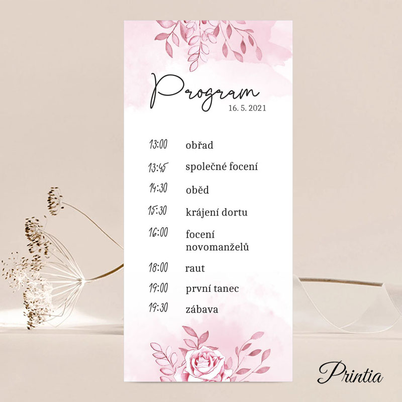 Wedding timeline with a drawing of a rose