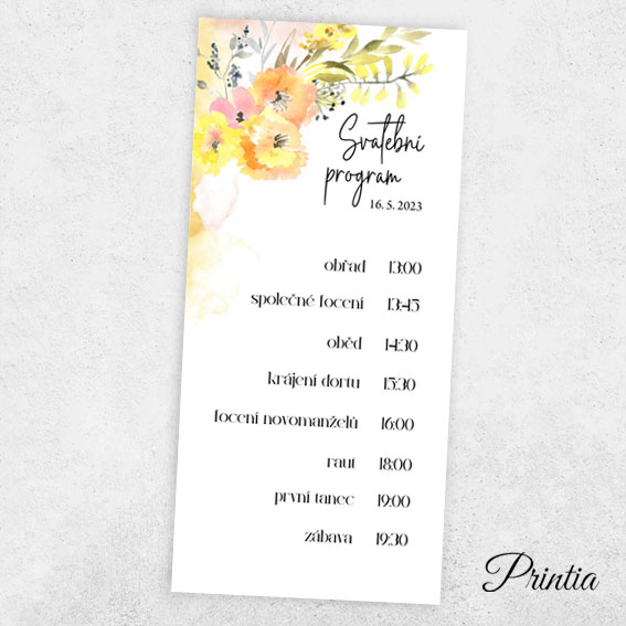 Wedding timeline with yellow flowers