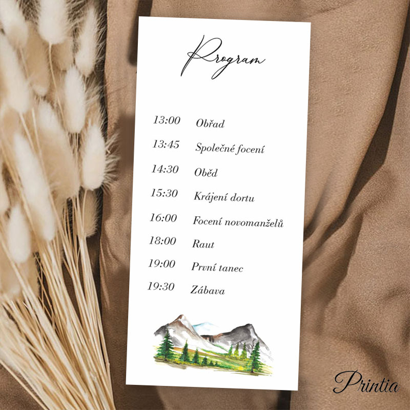 Wedding timeline with a mountain theme