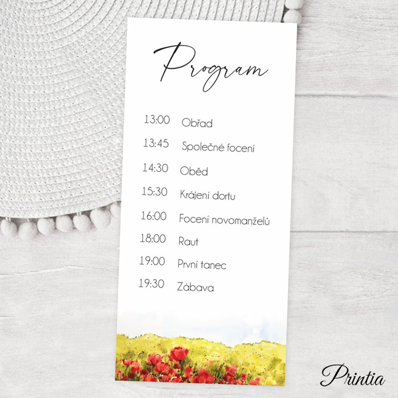 Wedding timeline with poppies