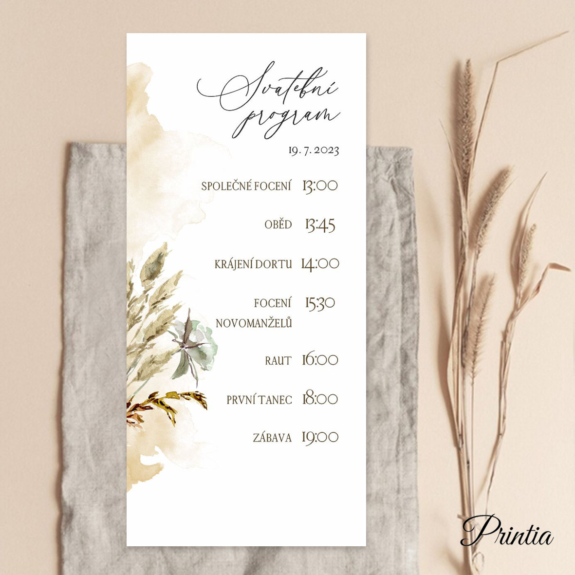 Floral wedding day schedule