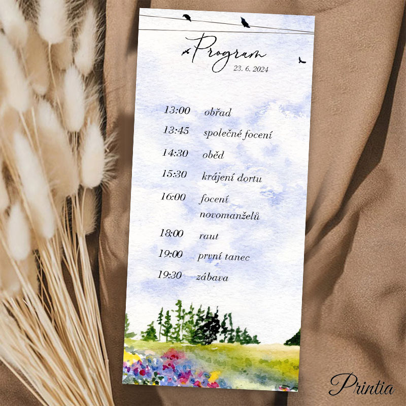 Wedding timeline with a meadow