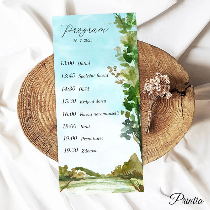 Wedding day program with nature