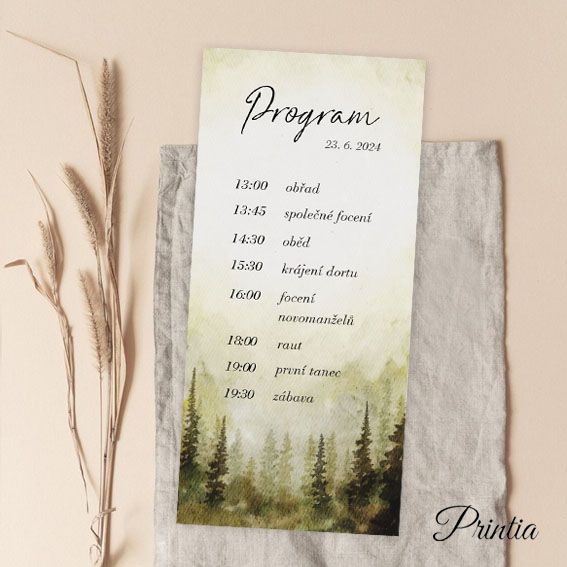 Wedding timeline with a forest
