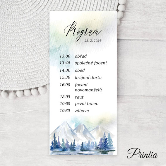 Wedding timeline with mountains