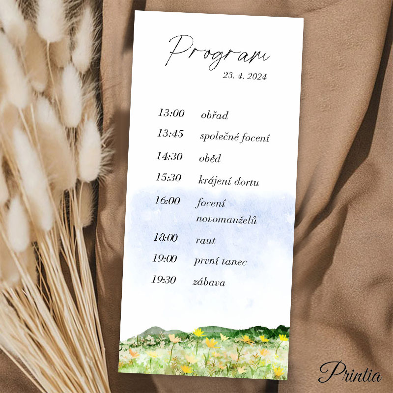 Wedding timeline with a blooming meadow