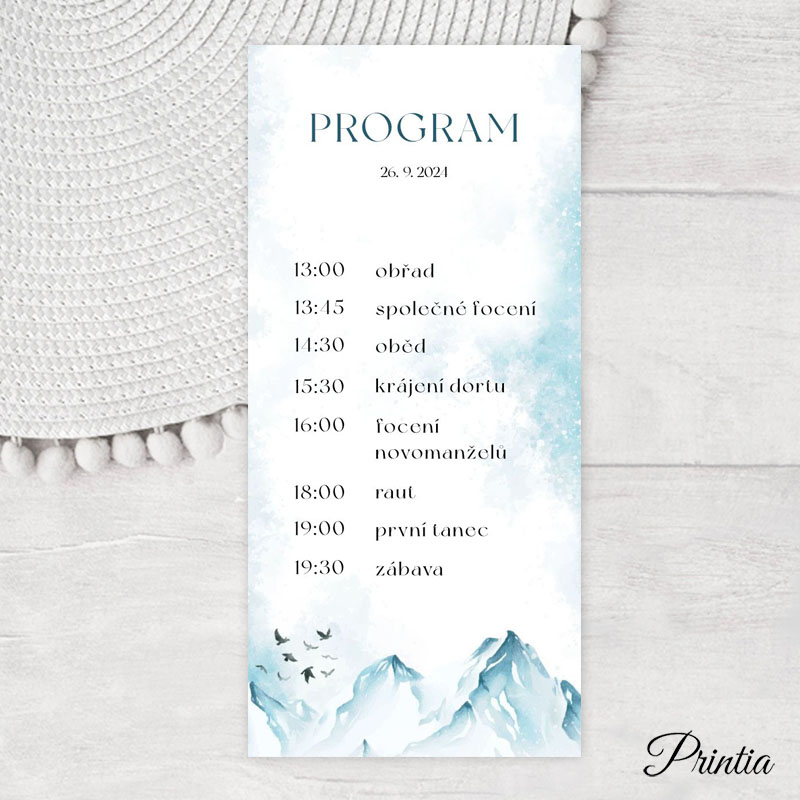 Wedding timeline with a winter landscape