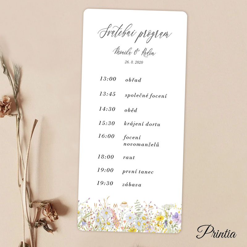 Wedding timeline with meadow flowers