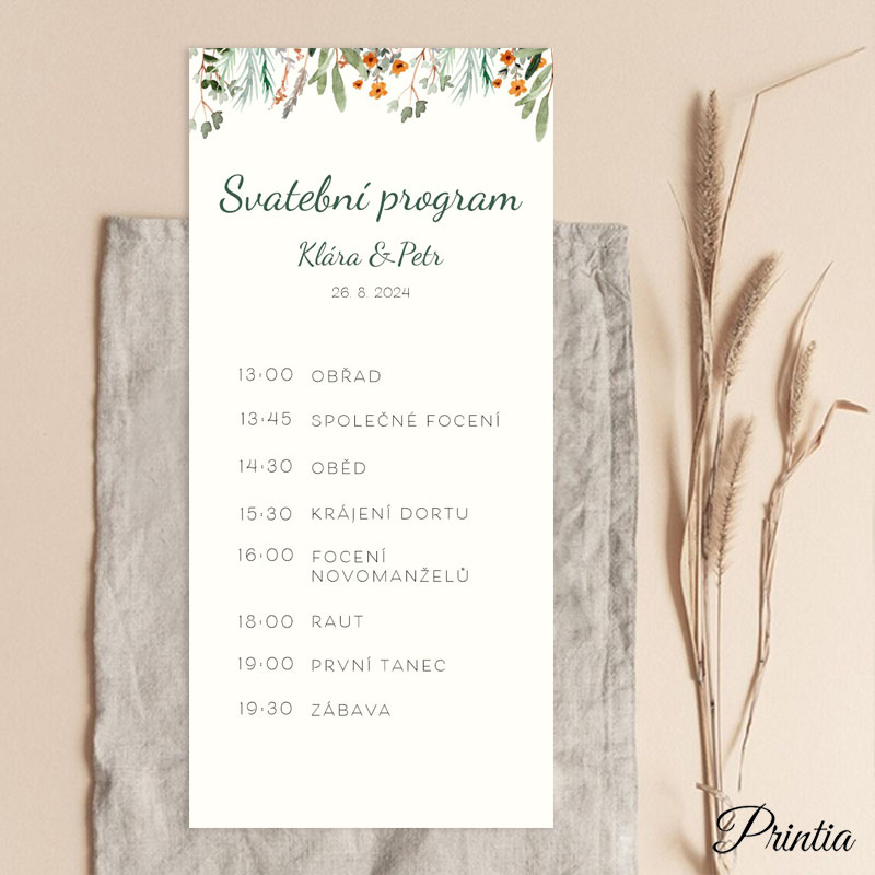 Wedding timeline with a meadow