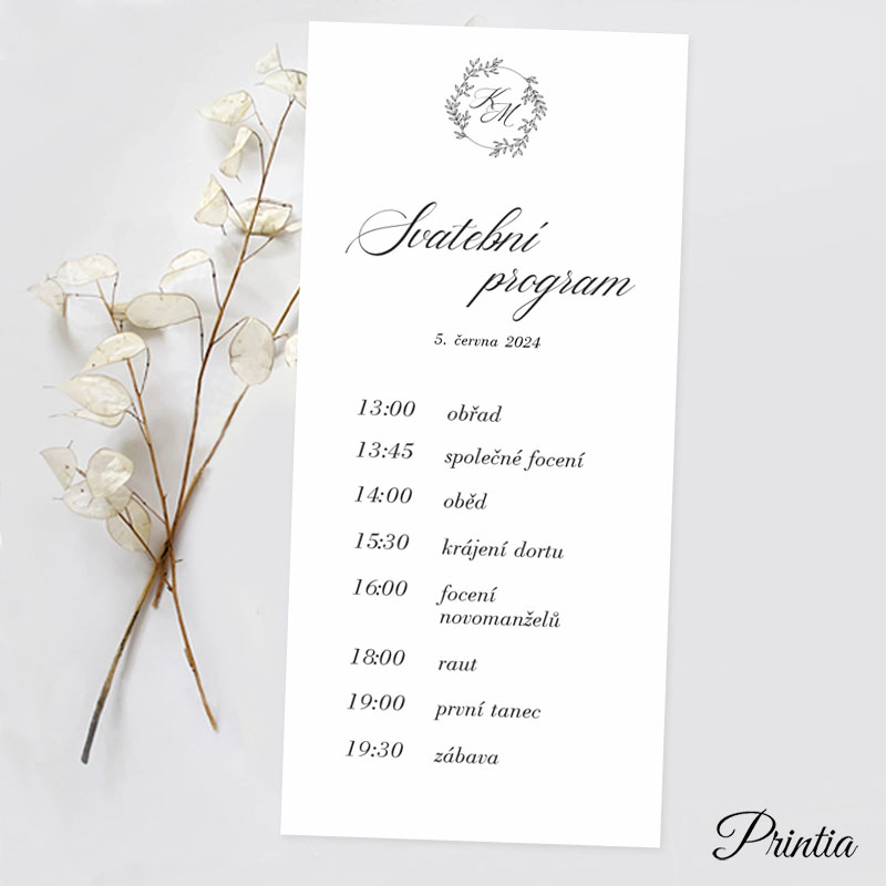 Wedding timeline with initials