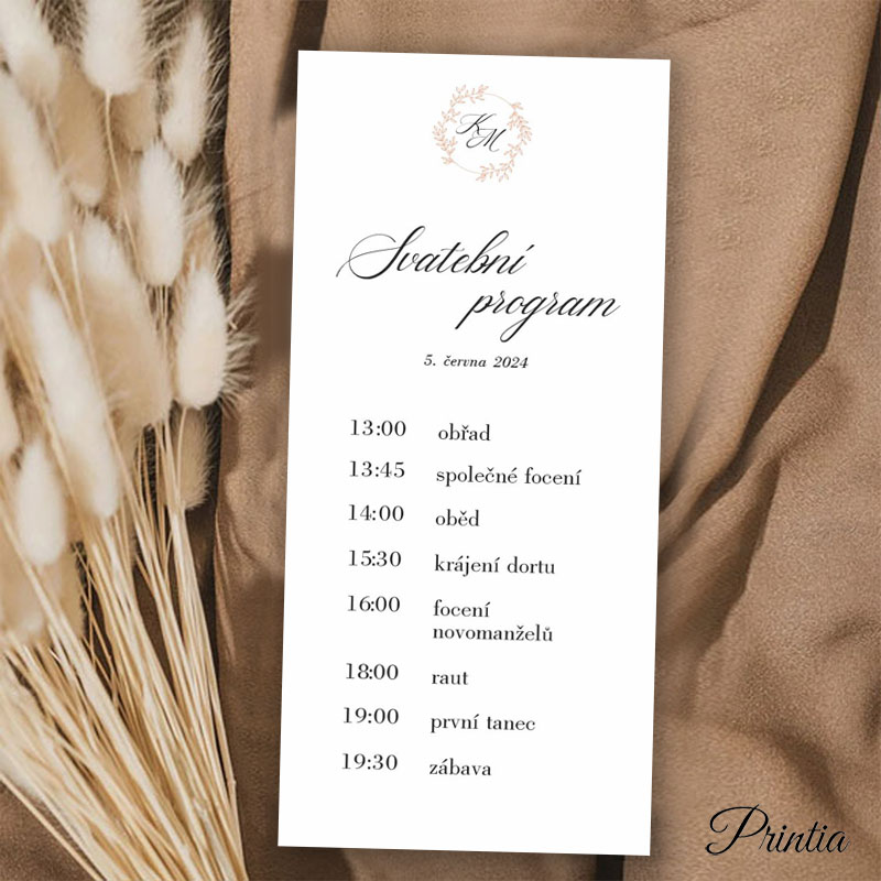 Wedding timeline with initials