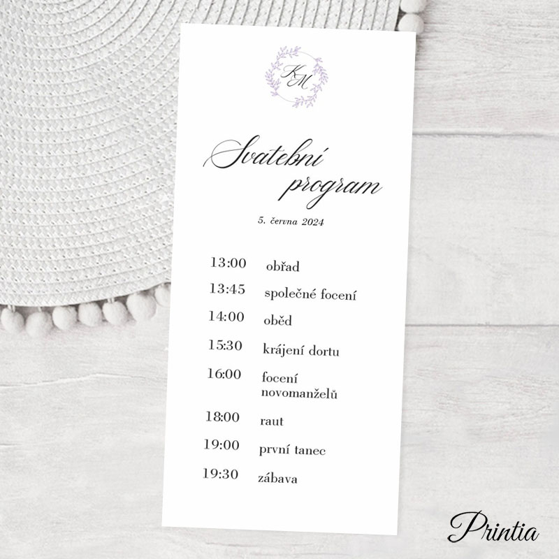 Wedding timeline with initials