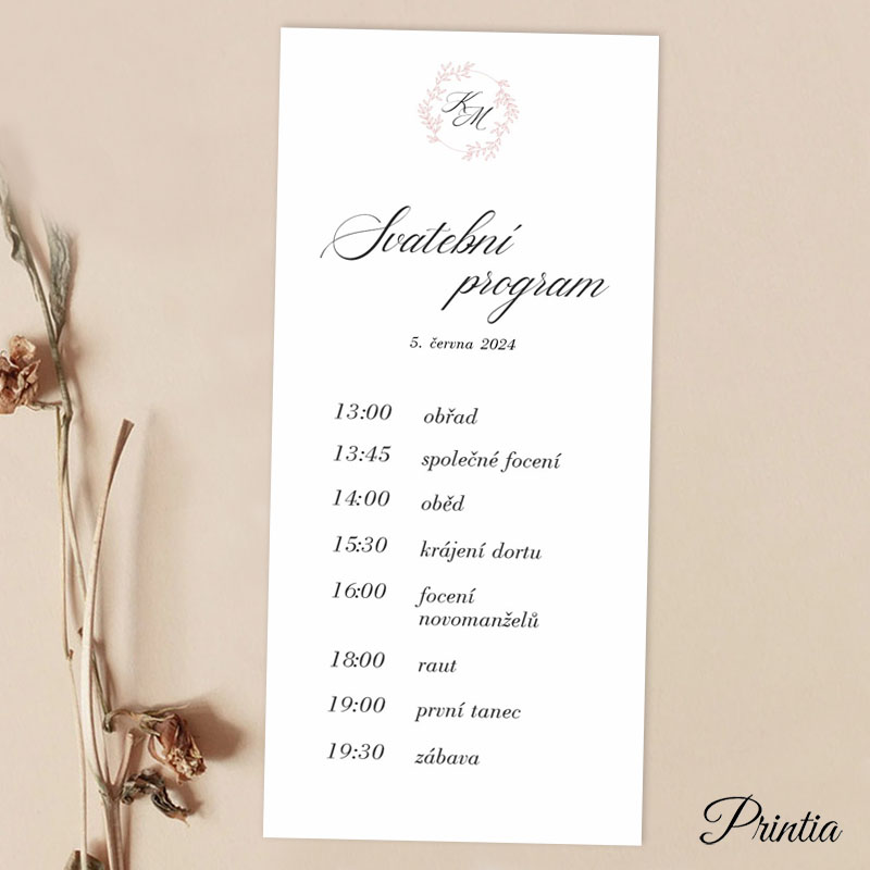 Wedding timeline with initials