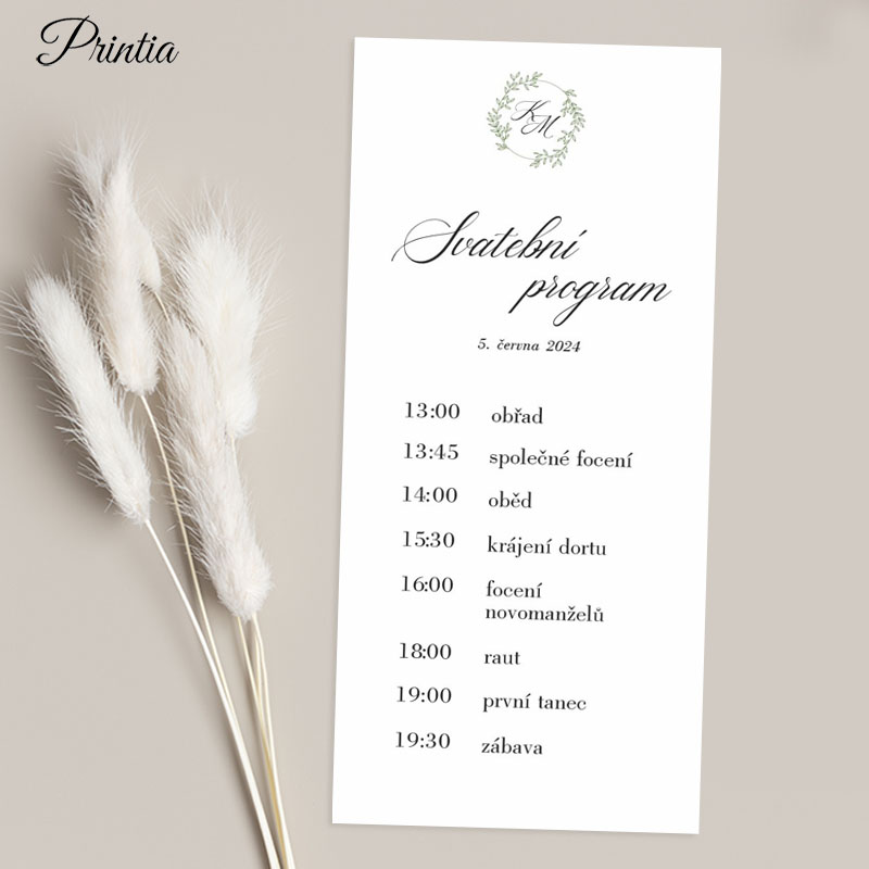 Wedding timeline with initials