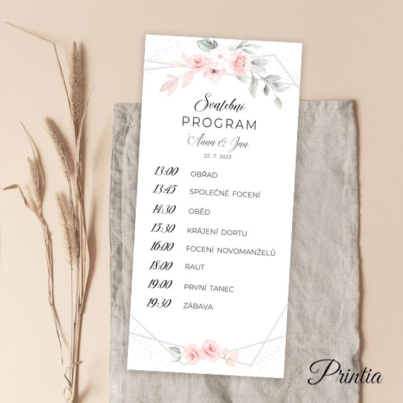 Wedding timeline with watercolor flowers