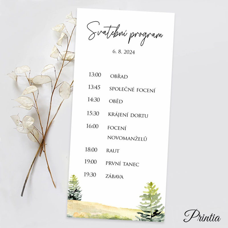 Wedding timeline with a forest theme