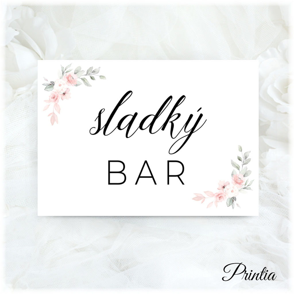 Sweet Bar Sign with Flowers