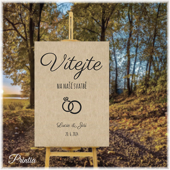 Wedding welcome sign with rings