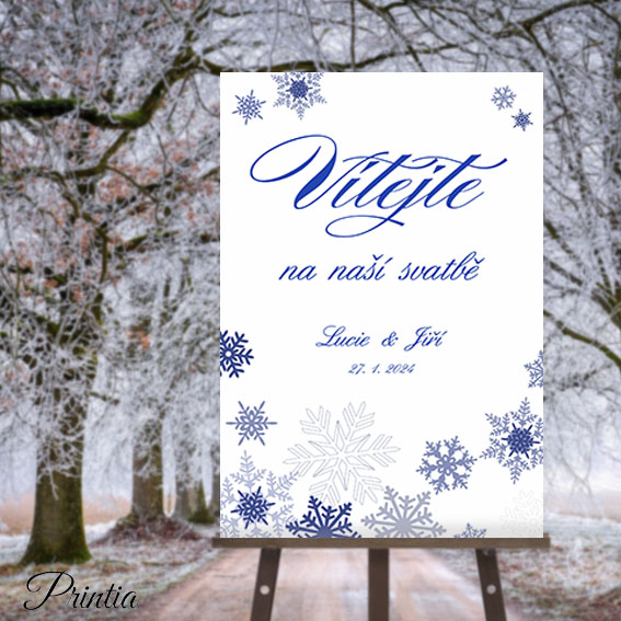 Winter wedding welcome sign