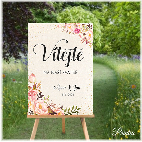 Floral wedding welcome sign