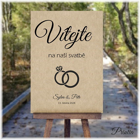 Wedding welcome sign with rings