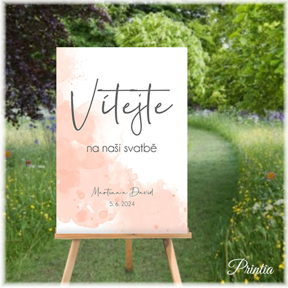 Apricot wedding welcome sign