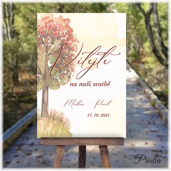 Autumn wedding welcome sign