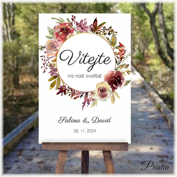 Autumn wedding welcome sign