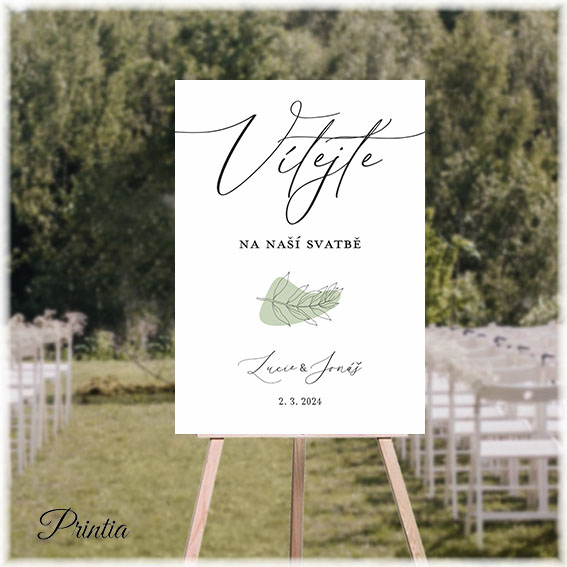 Wedding welcome sign with twig