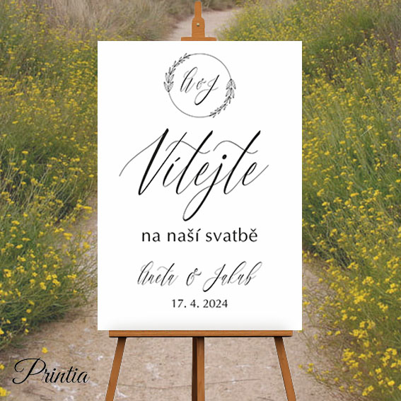 Wedding welcome sign with initials