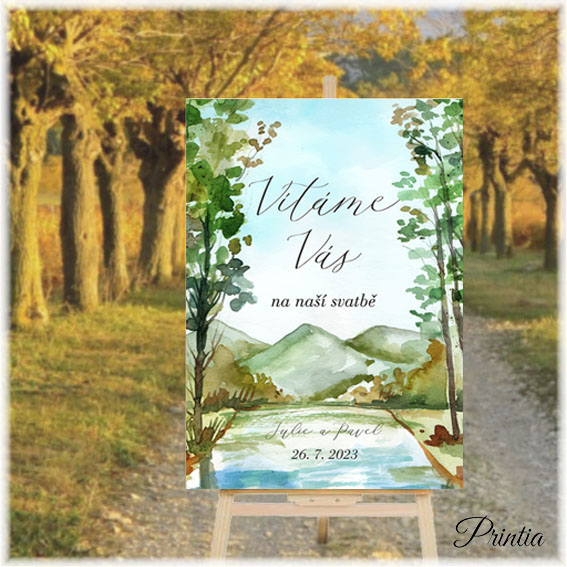 Wedding welcome sign with nature