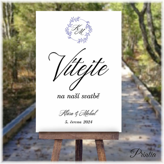 Wedding welcome sign with initials