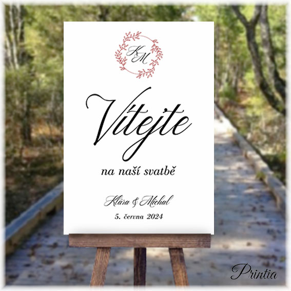 Wedding welcome sign with initials