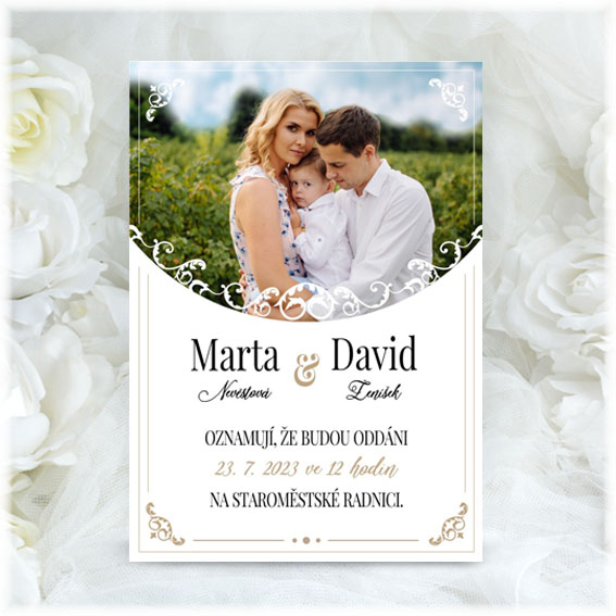 Elegant wedding invitation with photo