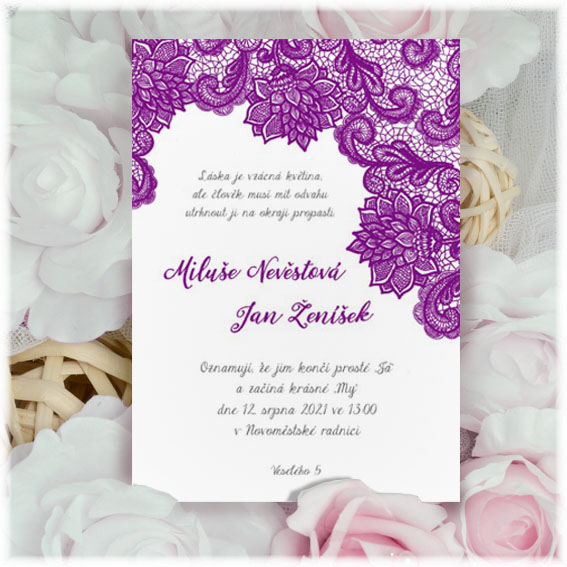 Violet Lace Wedding invitation 