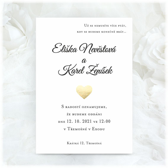 Wedding invitation with golden heart